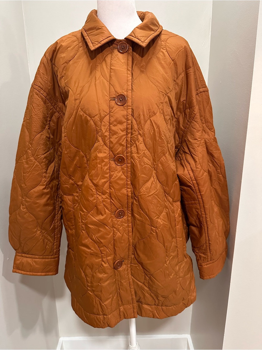 Madewell Quilted Puffer Jacket in Rust. Size XL. - Picture 5 of 14